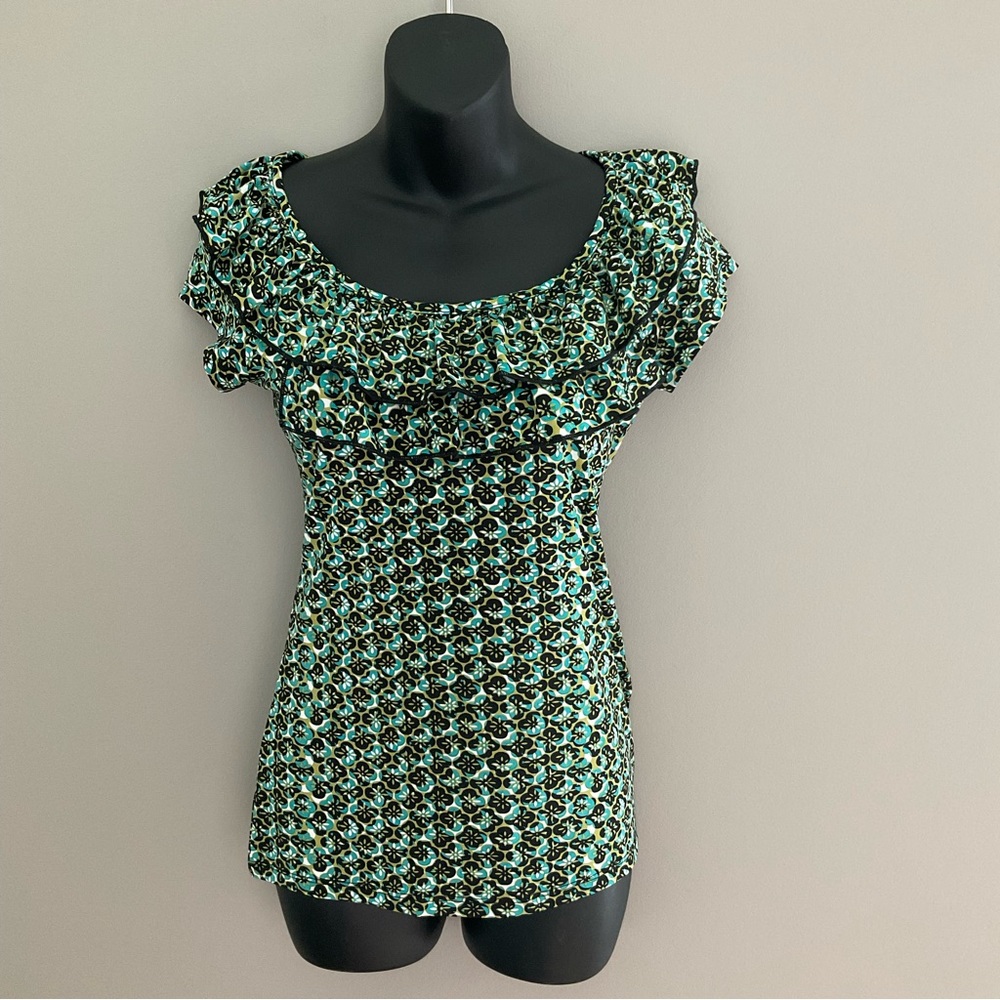 Mixology NWT, size M, blue/black/green top